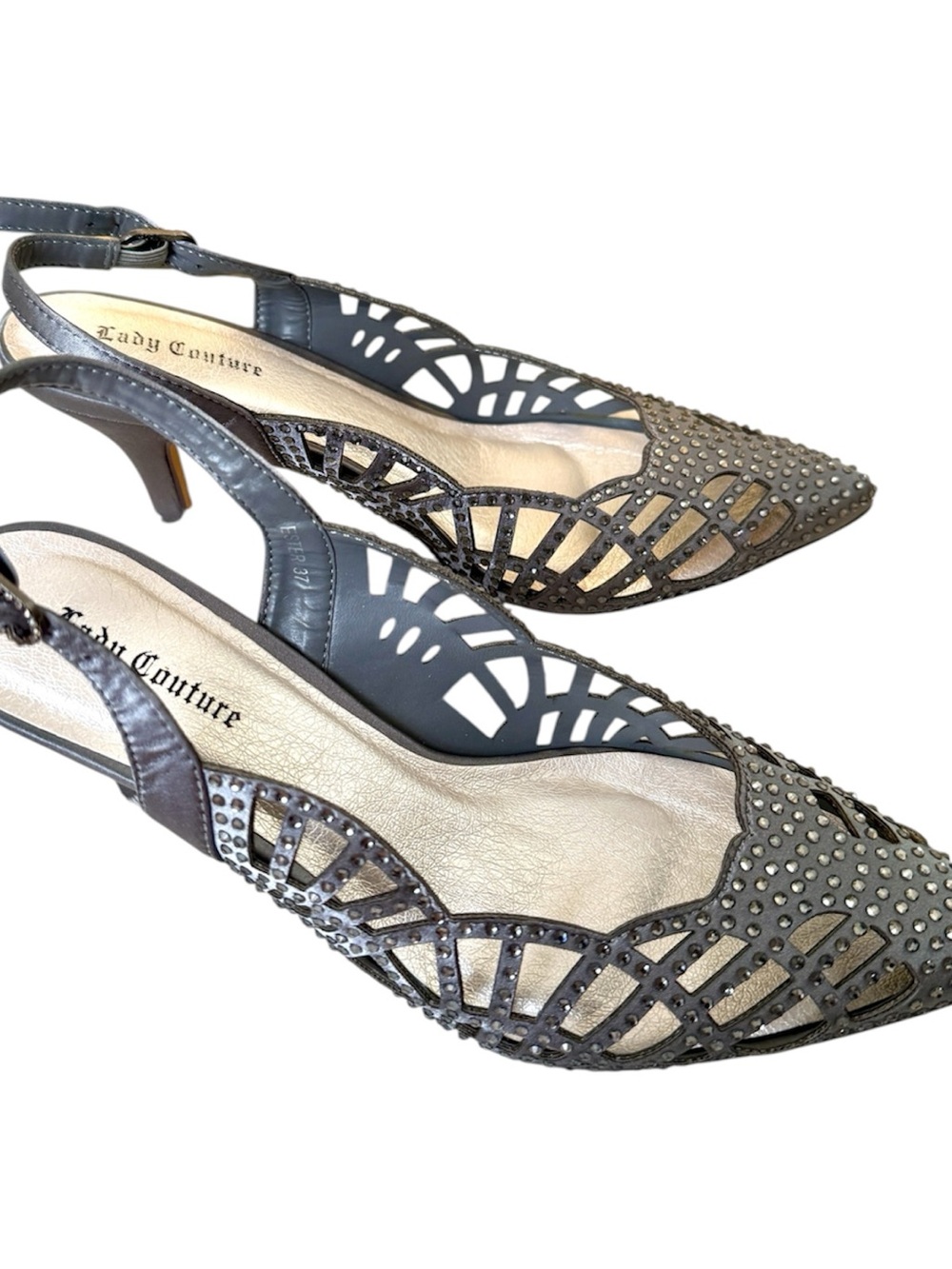Lady Couture of NY Jewel Women's Pump Size 7  Gray Cutout Slingback Heels
